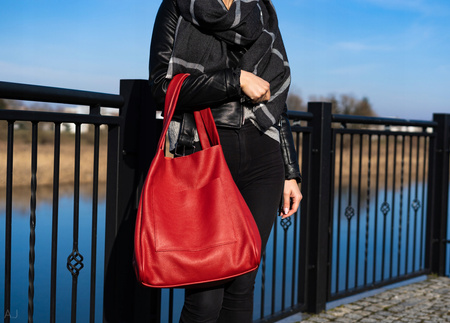 Worek damski skórzany T-EFE+ błękit