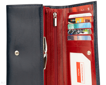 Portfel damski skórzany GB P-80 granatowo-czerwony