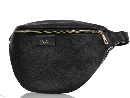 Saszetka damska skórzana S-PA czarna + złoto