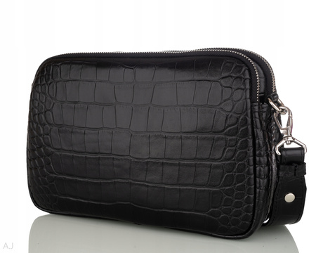 Torebka damska skórzana Canaletto T-830 czarny krokodyl