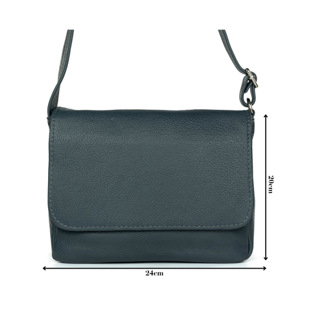 Torebka damska skórzana z klapką T-IW granat