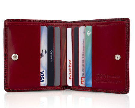Portfel skórzany z kominkiem Canaletto P-1008162 CZERWONY KROKO RFID