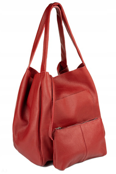 Worek damski skórzany T-EFE+  bordowy