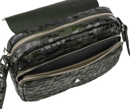 Torebka damska skórzana Canaletto T-690 zielona z efektem kropli