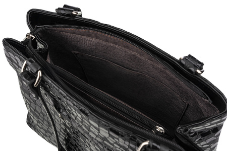Torebka damska skórzana Canaletto T-905 czarny faktura przypominajaca krople