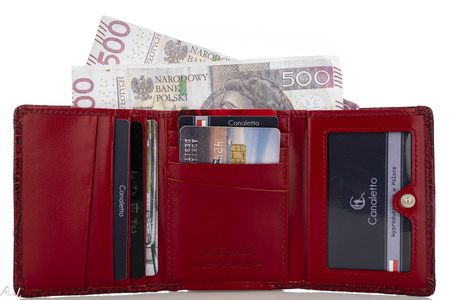 Portfel damski skórzany Canaletto P-2000 kroko czerwony