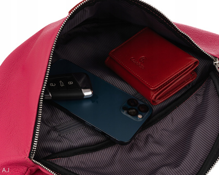 Saszetka damska skórzana S-PA L fuksja