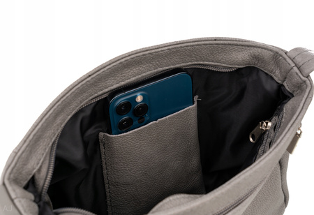 Torebka damska skórzana T-IWB szara