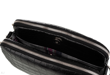 Torebka damska skórzana Canaletto T-830 czarny krokodyl