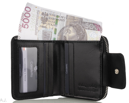 Portfel damski skórzany Canaletto P-1023 czarny kroko