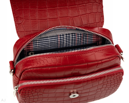Torebka damska skórzana Canaletto T-655 czerwony krokodyl