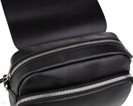 Torebka damska skórzana z klapką Canaletto T-655 czarny z wężem