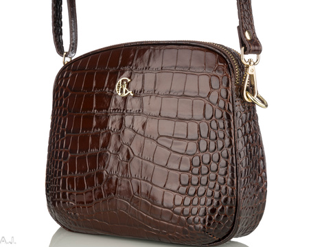 Torebka damska skórzana Canaletto T-808 brąz kroko