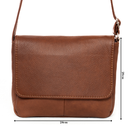 Torebka damska skórzana z klapką T-IW jasny brąz