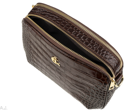 Torebka damska skórzana Canaletto T-808 brąz kroko