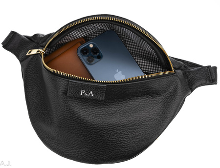 Saszetka damska skórzana S-PA czarna + złoto