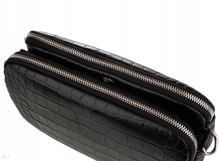 Torebka damska skórzana Canaletto T-830 czarny krokodyl