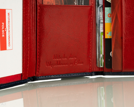 Portfel damski skórzany GB P-21 granatowo-czerwony