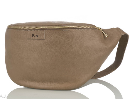 Saszetka damska skórzana S-PA L jasny brąz + złoto