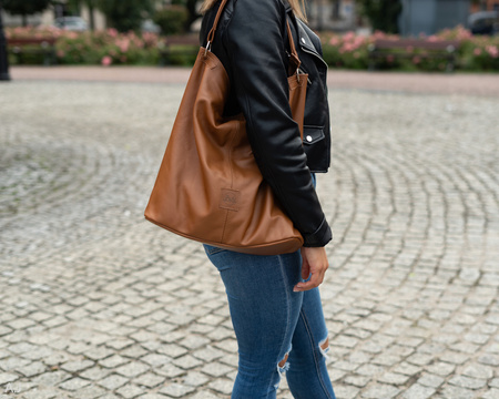 Worek damski skórzany T-PA granatowy