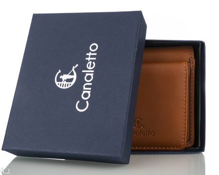 Portfel skórzany z kominkiem Canaletto P-1008 brąz RFID