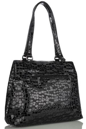 Torebka damska skórzana Canaletto T-905 czarny faktura przypominajaca krople