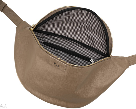 Saszetka damska skórzana S-PA L jasny brąz + złoto