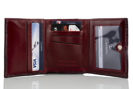 Portfel damski skórzany BajuBaj P-2003 bordo lakierowane