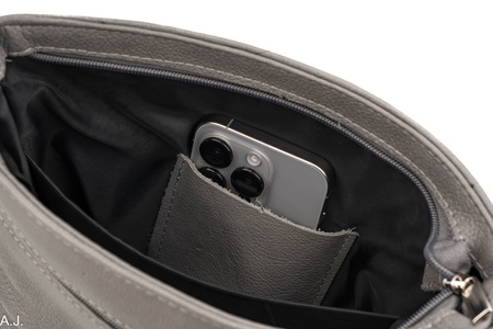 Torebka damska skórzana T-ZP jasny szary