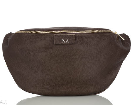 Saszetka damska skórzana S-PA L brąz + złoto