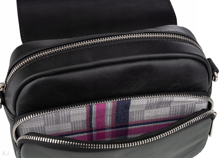 Torebka damska skórzana z klapką Canaletto T-655 czarny z wężem