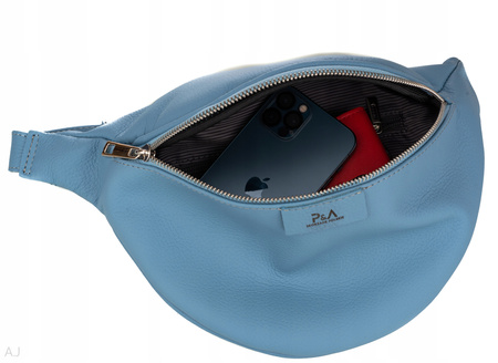 Saszetka damska skórzana S-PA błękitna