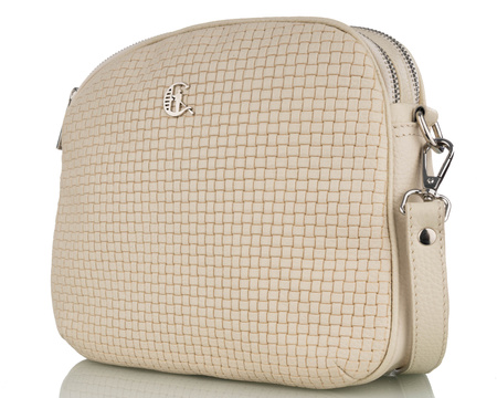 Torebka damska skórzana Canaletto T-808 beżowy z tłoczeniem