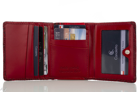 Portfel damski skórzany Canaletto P-2000 kroko czerwony
