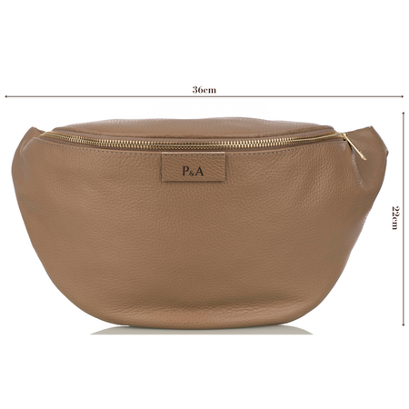 Saszetka damska skórzana S-PA L jasny brąz + złoto