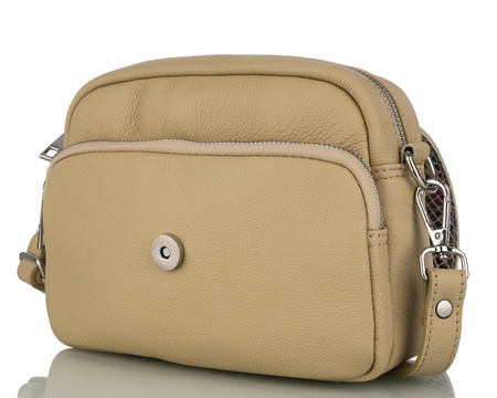 Torebka damska skórzana listonoszka z klapką Canaletto T-655 kwiatowy wzór