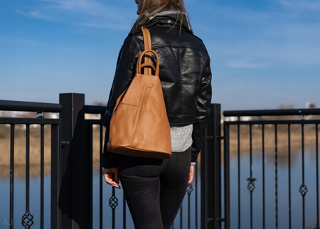 Plecak damski skórzany PL-LED żółty