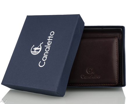 Portfel skórzany z kominkiem Canaletto P-1008 BRĄZ RFID