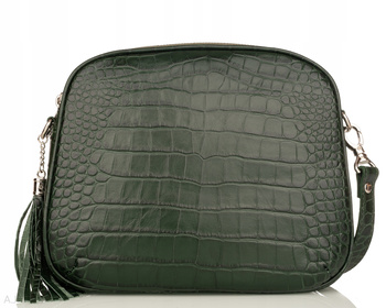 Torebka damska skórzana Canaletto T-808 zielony krokodyl