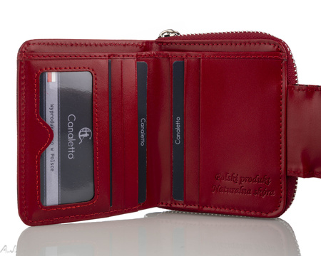Portfel damski skórzany Canaletto P-1023 Czerwony kroko