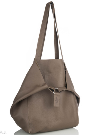 Worek damski skórzany T-ISL ciemny beż