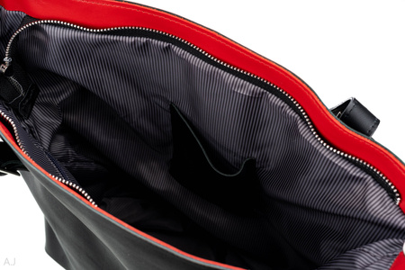 Torebka damska skórzana T-PRA CZARNY + CZERWONY