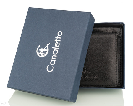 Portfel skórzany z kominkiem Canaletto P-1008 czarny