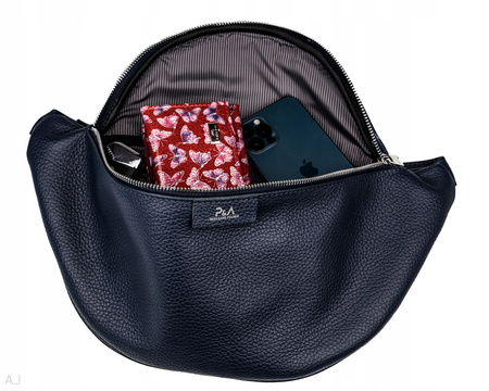 Saszetka damska skórzana S-PA L granatowa