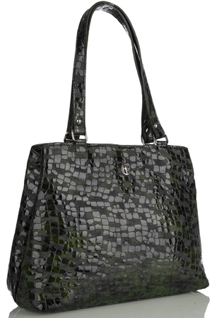 Torebka damska skórzana Canaletto T-905 zielony, faktura przypominająca krople