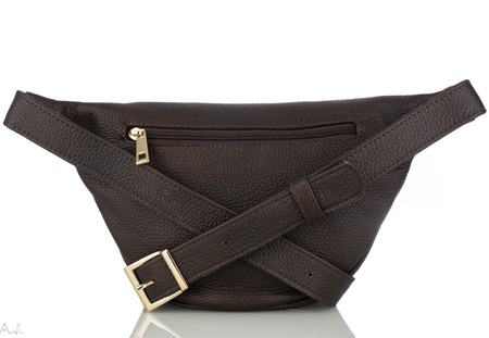 Saszetka damska skórzana S-PA brąz + złoto