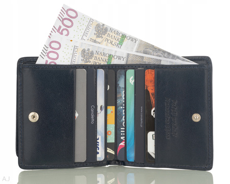 Portfel skórzany z kominkiem Canaletto P-1008 granatowy