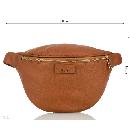 Saszetka damska skórzana S-PA camel + złoto