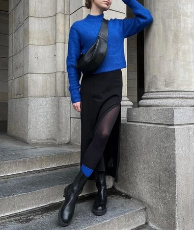 Nerka damska skórzana przewieszka ciemny popiel