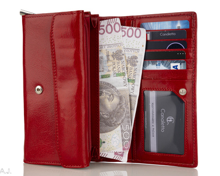 Portfel damski skórzany P-1634 czerwony
